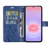 Coque pour Samsung Galaxy A37 5G, Protection Antichoc Anti-Rayures Cuir PU Bleu Marine Motif Fleur