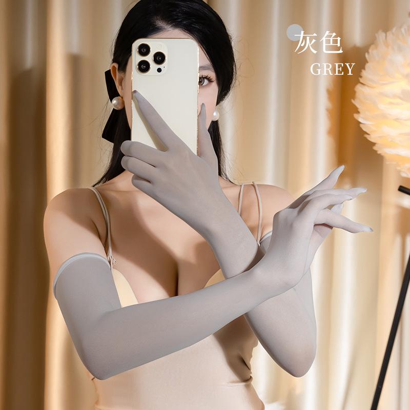 Female interest D ultra-thin silky seamless gloves five-finger stockings sexy finger arm sunscreen long-sleeved gloves