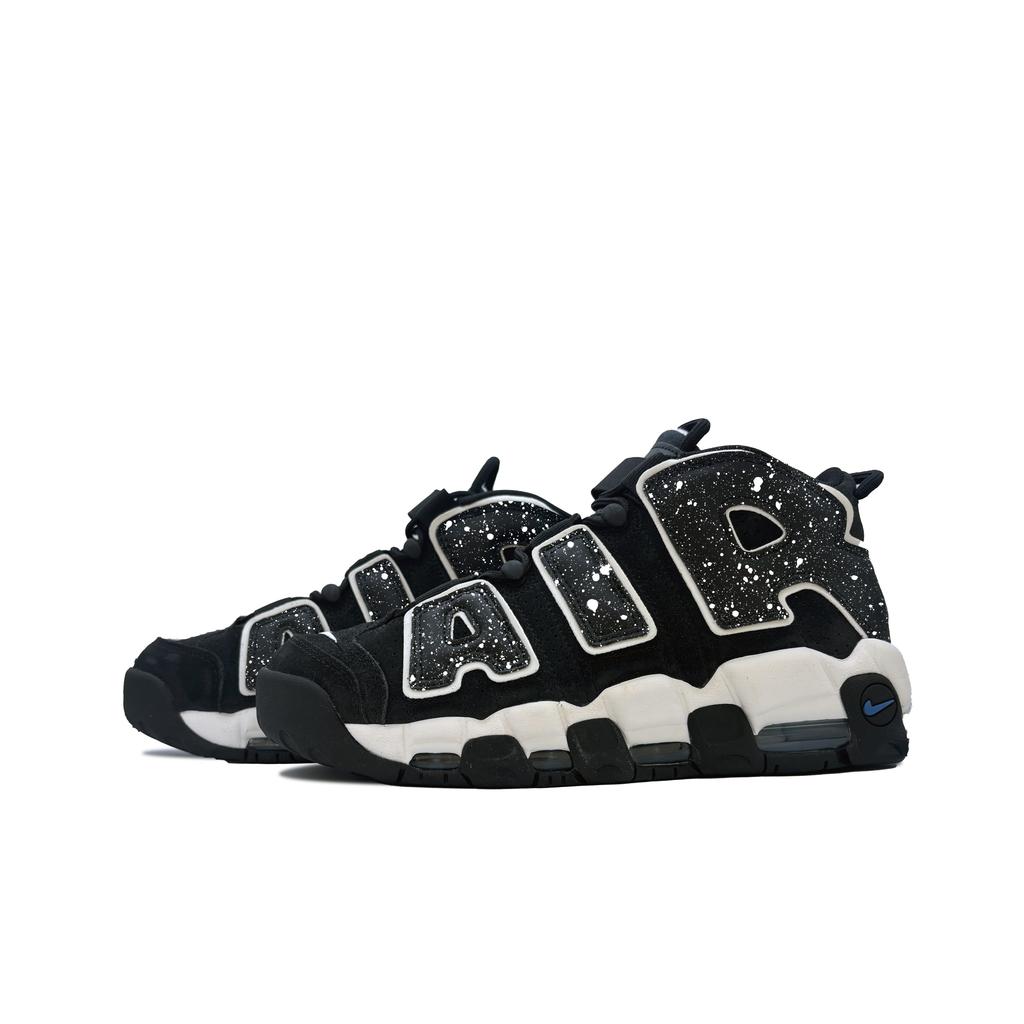 Nike Air More Uptempo Slip Resistant Abrasion Resistant Mid top Vintage Basketball Shoes Men's Black FB8883-001(Team619-S-BOX)