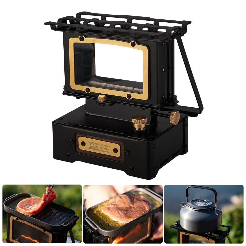 Portable Oil Lamp with Stove Outdoor Camping Lantern Emotion Retro Light for Picnic Backpack Camping