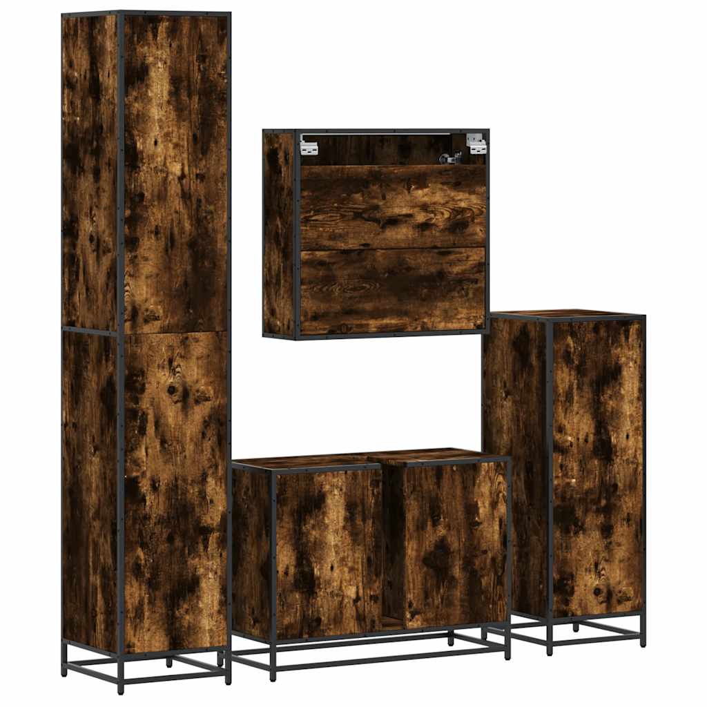 4 piece bathroom furniture set in smoked oak wood based material