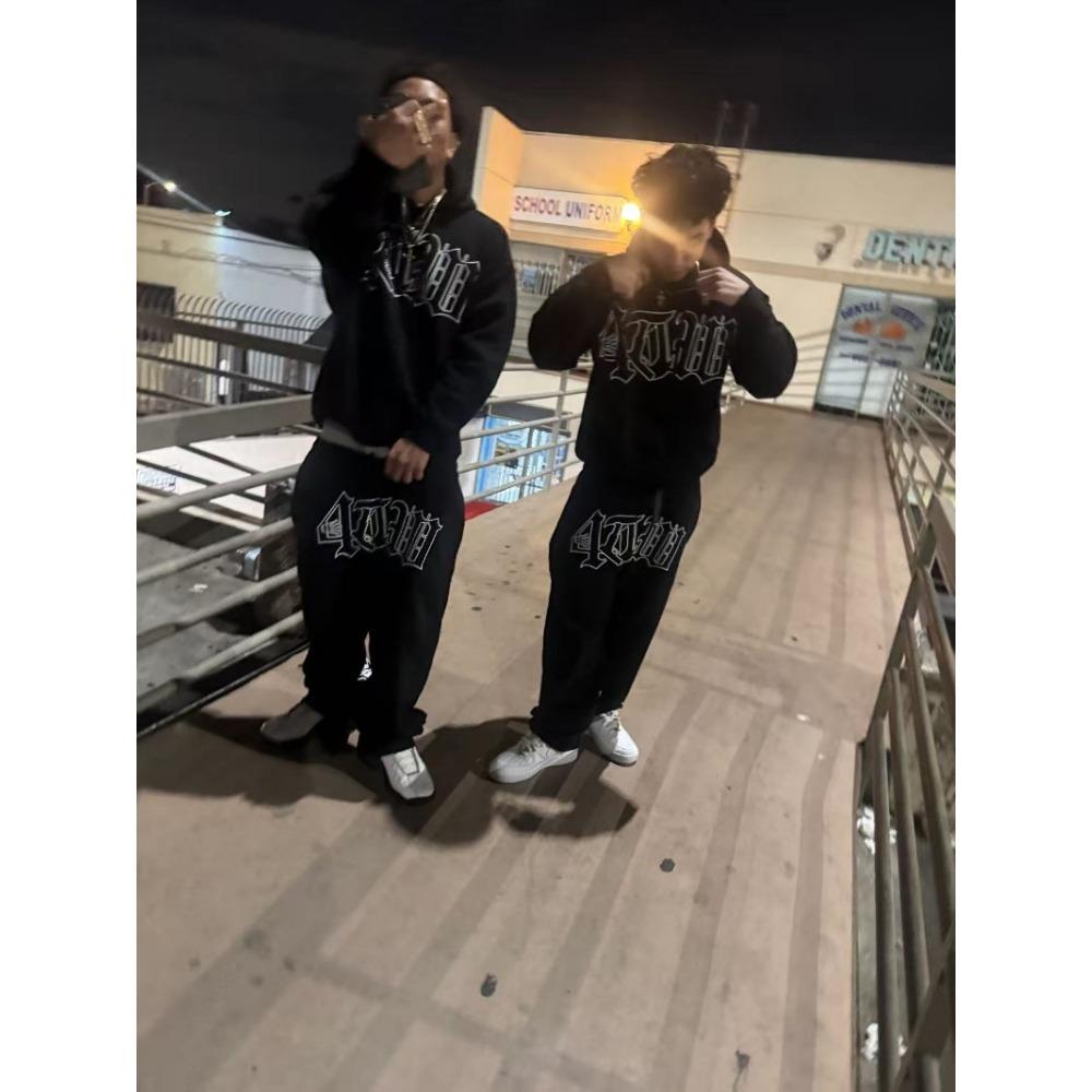 Harajuku Street Men's Set New American Letter Printed Sportswear Fashion New Loose Casual Couple Set