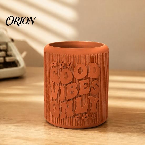 Practical Home Office Greenery Pots 3D Printed Planter, Small Good Vibes Only Flower Pot, Niche Style Planter Cute Cactus Plant Container for Desktop