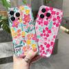 Pink Flower & Leaf Design Phone Case For iPhone 17 16 Pro Max 15 Pro 14 Plus 13 12 11 X XS XR 7 8 Plus 16E 17Air TPU Clear Cover