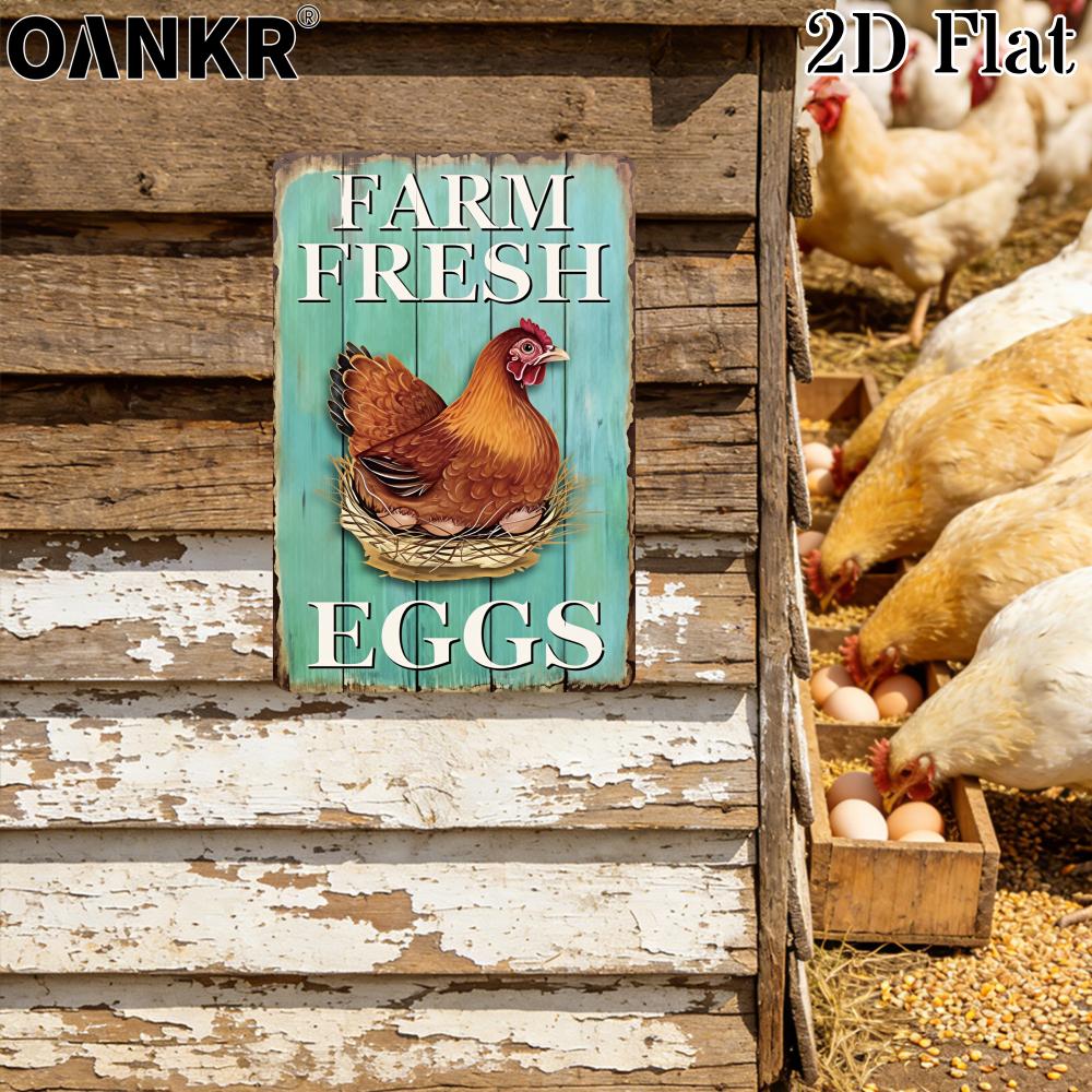 Vintage Farm Shop Decor Metal Tin Sign Chic Farm Fresh Eggs Art Poster Metal Signs for Restaurant Home Wall Decor Plaque