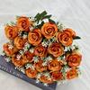18 Heads Artificial Rose Flower Cluster For Hotel Lobby And Wedding Celebration