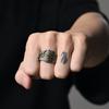 Retro Feather Rinnegan Eye of God Adjustable Open Ring For Men Silver-plated Copper Punk Gothic Edgy Jewelry Accessories Gift