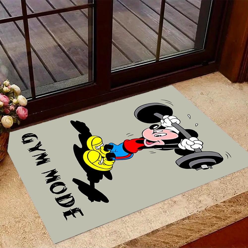Mickey Mouse Castle Fantasy Disney Cartoon Theme Anti-Slip Rug - Polyester, Home Decor, Suitable for Bedrooms, Living Rooms, Doorways, and Studios