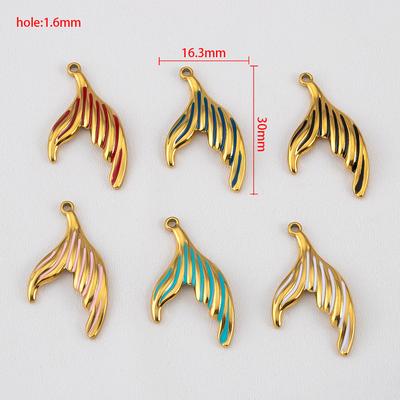 2 Stück Ästhetischer Nautischer 304 Edelstahl Emaille Meerjungfrauenflosse Anhänger Für DIY Ozean-Thema Armband Halskette Schmuckzubehör