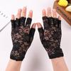Sexy Spitzenhandschuhe ohne Finger für Damen Sonnenschutzhandschuhe Damen Fahrhandschuhe für Damen Halbfinger Atmungsaktive Fischgrät-Handschuhe