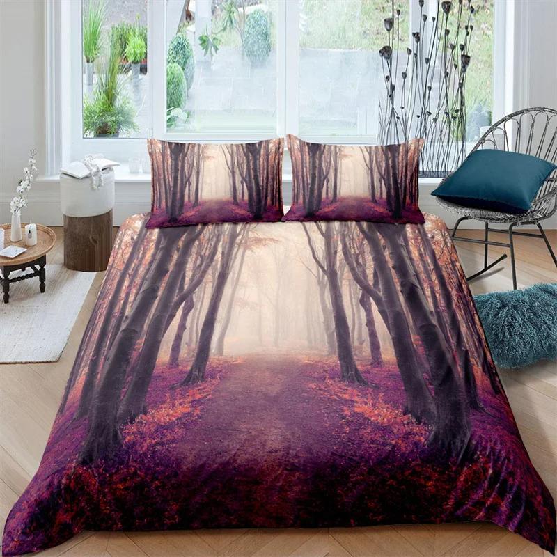 Comforter Tree Branches Botanical Leaves Print Bedding Set Polyester Nature Tree Comforter Queen Full For Kids Adults