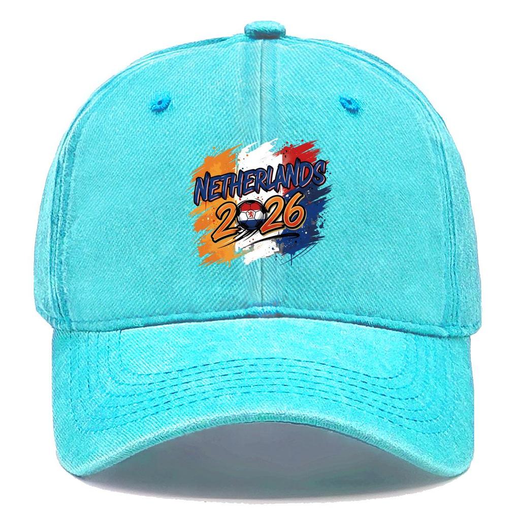 Baseball Hat With 2026 Football Soccer "NETHERLANDS" Flag Printed , Adjustable Sun Hat Casual Hip Hop Retro Unisex Sports Hat