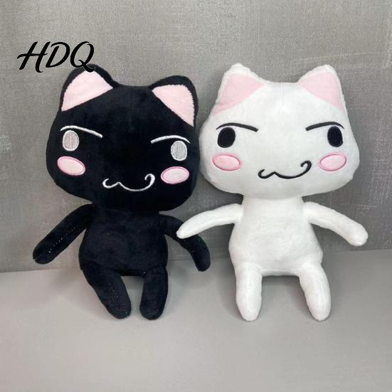 Cartoon Mascot Inouetoro Cat Plush Toy Cute White/Black Kitten Doll Plushies Ornament Soft Stuffed Animal for Children Fans Birthday Gift