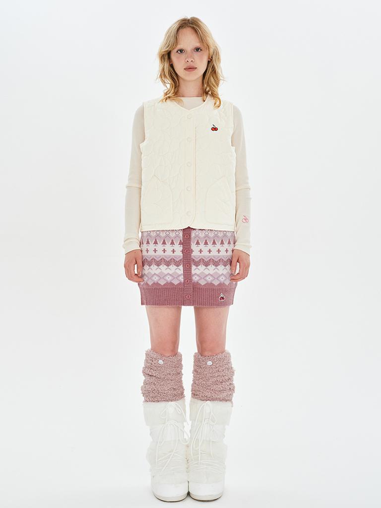 Kirsh Fair Isle Knit Mini Skirt [Salmon]