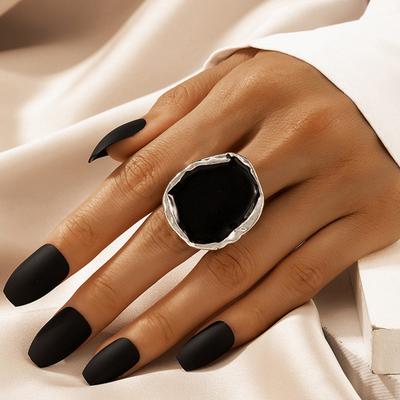 Mode Frauen Ring Emaille Ringe Punk Klassische Schwarz Emaille Ring Vintage Unregelmäßigen Ring Schmuck Geschenk
