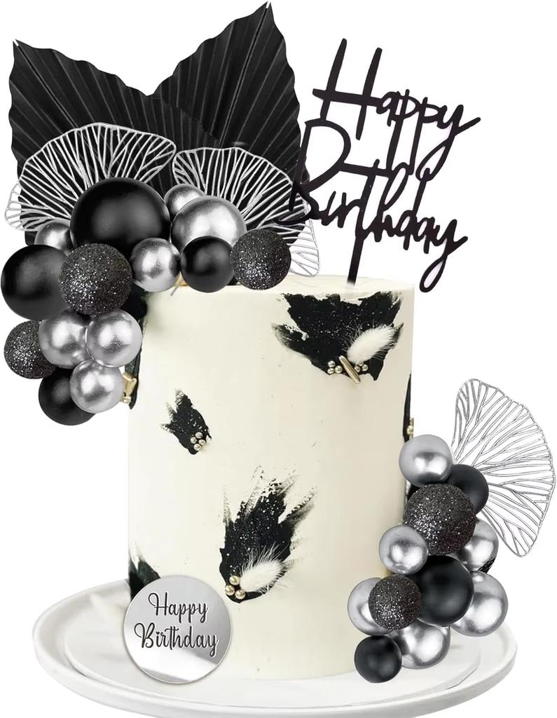 29pcs Blue White Gold Balls Cake Toppers Balls Birthday Cake Decorations for Birthday Boho Wedding Baby Shower Party Decorations