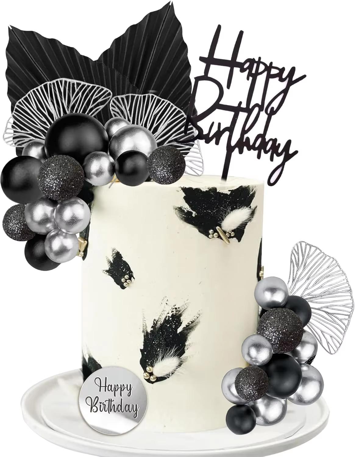 

29pcs Blue White Gold Balls Cake Toppers Balls Birthday Cake Decorations for Birthday Boho Wedding Baby Shower Party Decorations