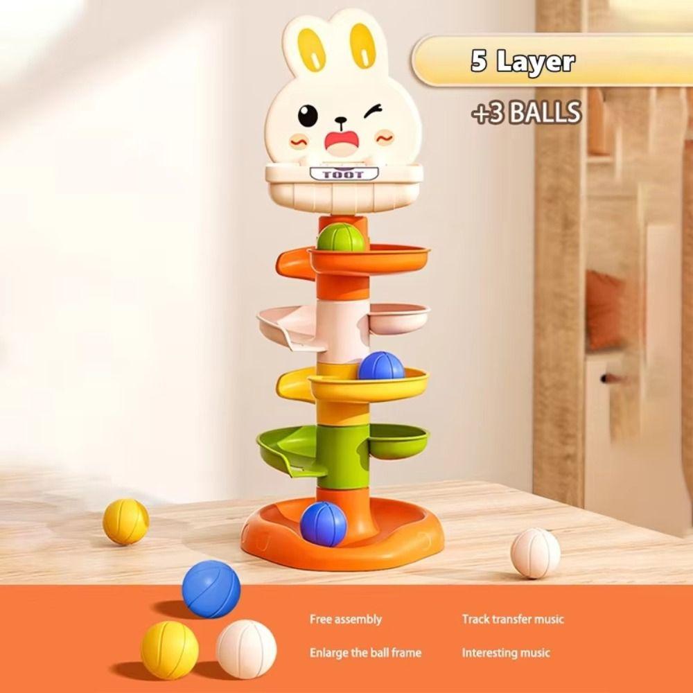 Rotating Design Rabbit Rail Car Ball Toys Track Turn Around Toy  Children's Development