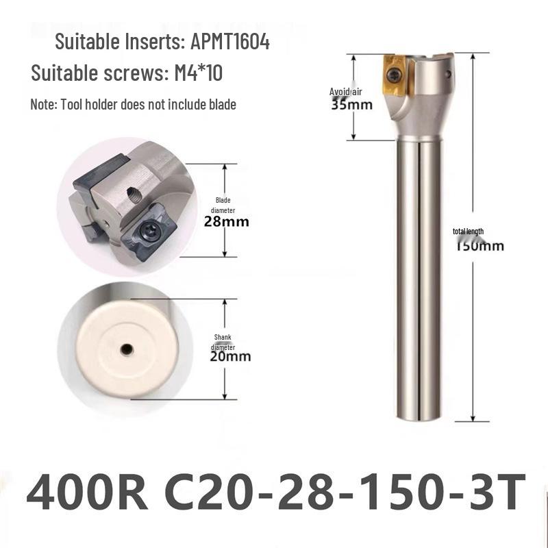 KM12 Right-Angle Milling Arbor with R0.8 Cutter Head, C20 Straight Shank, and C16 R5 Head for Turret Milling Machine