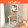 Multi Level Cat Playground With Teddy Fabric And Scratchboard For Indoor Cats