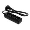 Extension cord, 3 sockets, 1.5 , with grounding, black