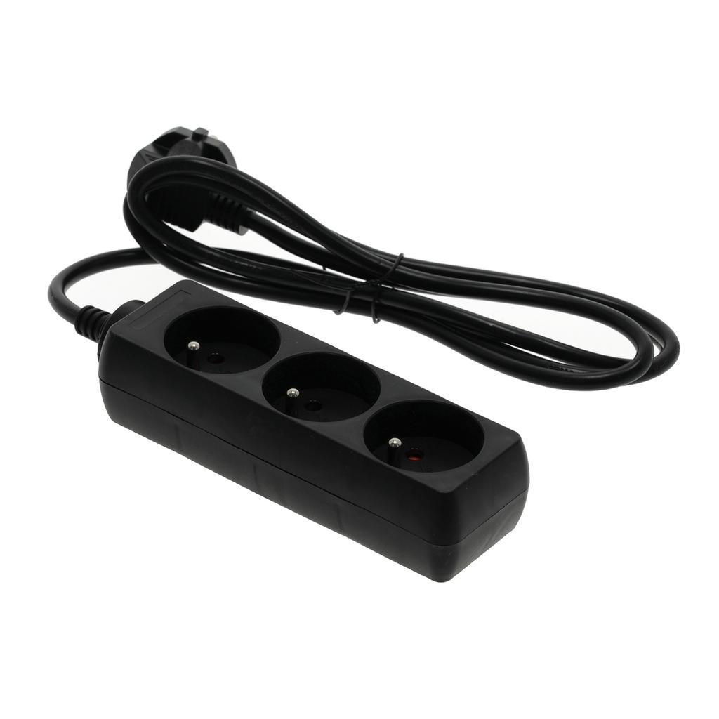 Extension cord, 3 sockets, 1.5 , with grounding, black