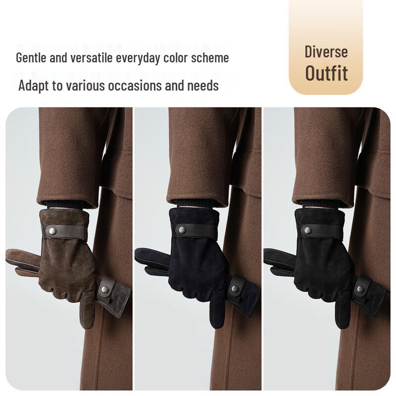 JIUMU Men's Winter Warm Sheepskin Touchscreen Gloves