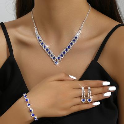 Accessories, Multi-Colour Wedding Three-Piece Set Necklace Earrings Bracelet Bridal Jewelry