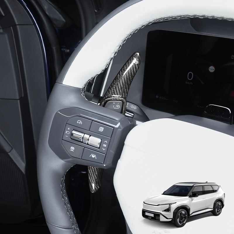 For Kia EV5 GT 2024 2025 2026 Car Tuning Aluminum Alloy Real Carbon Fiber Steering Wheel Shifter Paddle Cover Trim Accessories