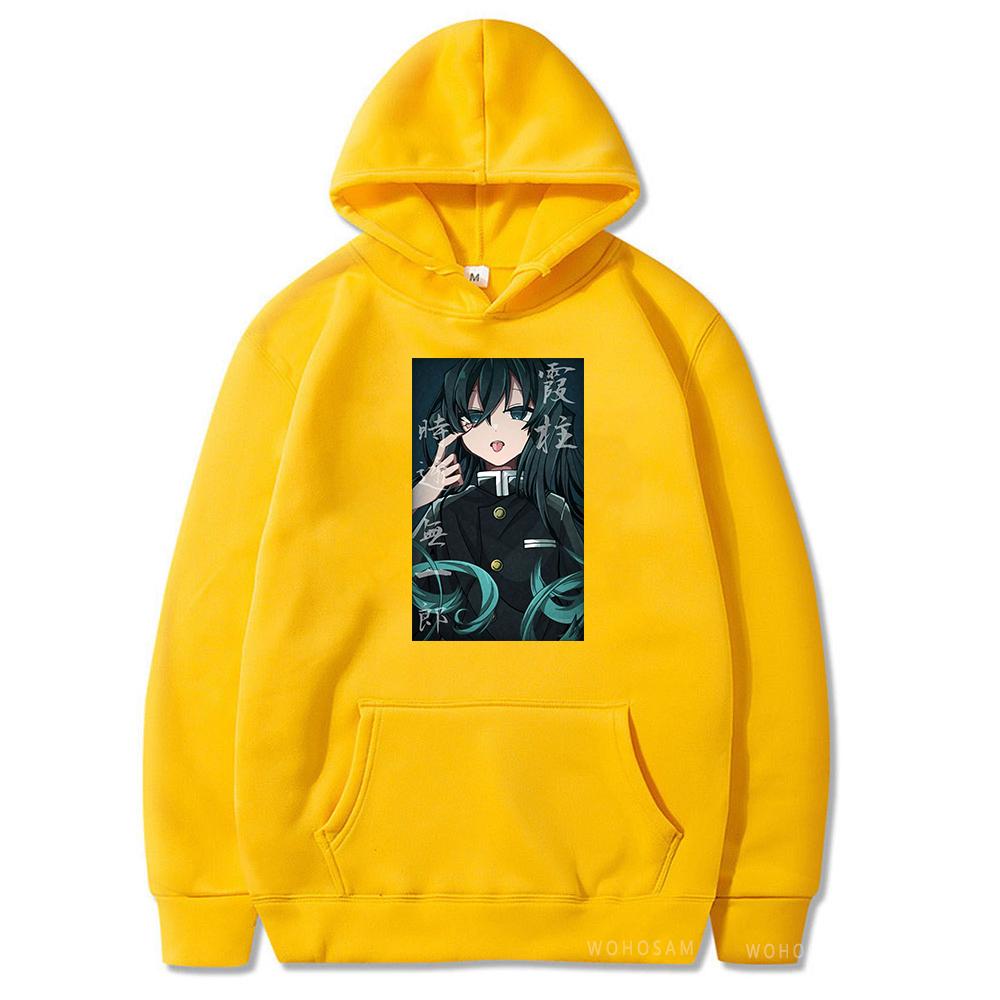 

Demon Slayer Tokitou Muichirou Kawaii толстовки с принтом, зимние мужские и женские лоскутные пуловеры, теплые толстовки унисекс с длинными рукавами 4XL жёлтый
