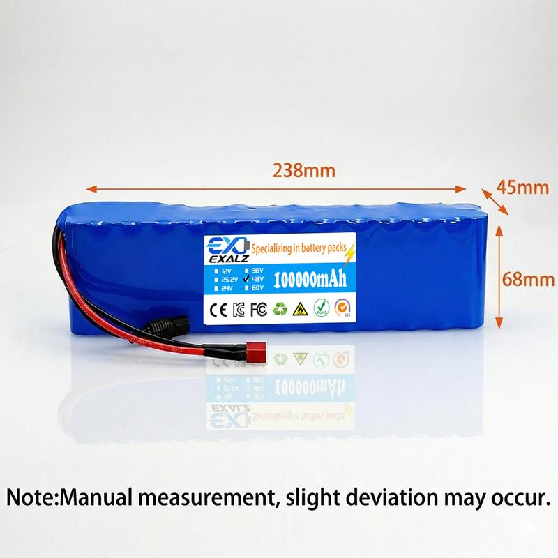 48V Electric Scooter Battery 13S2P 100Ah 18650 Lithium Pack For E-Bike Vehicle Motorcycle DIY BMS + 54.6V Charger