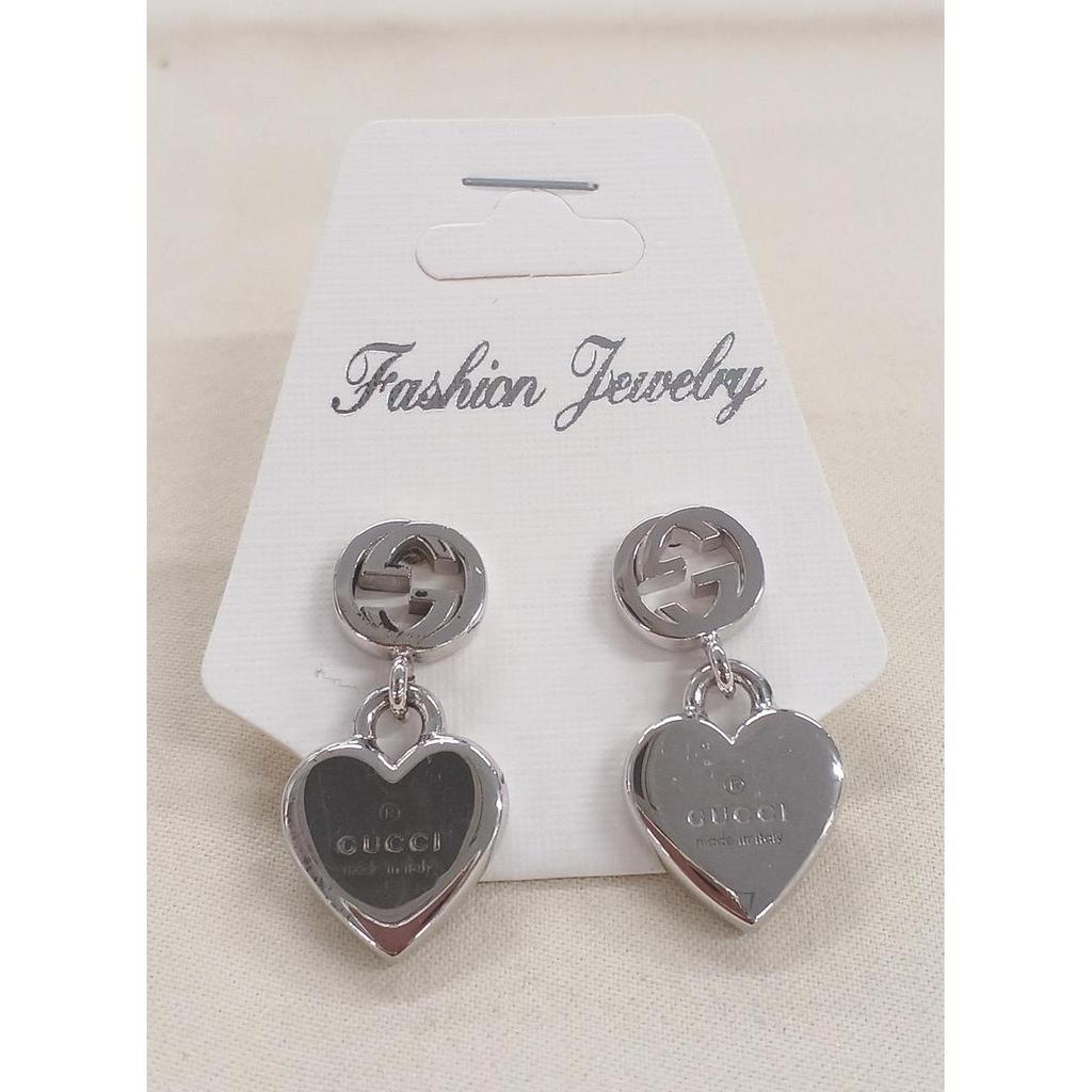 Used GUCCI Heart-shaped GG Logo Earrings