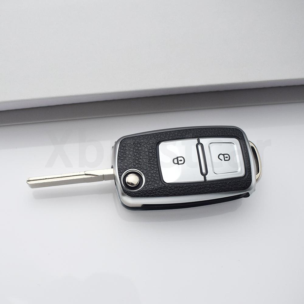 For Vw Volkswagen Skoda Octavia Kodiaq Seat Leon Altea Beetle Tiguan Polo Golf Passat Auto Shell Fob Tpu Car Flip Key Case Cover