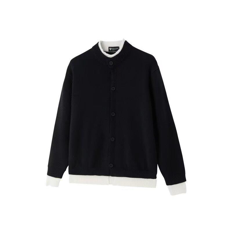 Американский модный кардиган-свитер с цветовыми блоками, имитация двойки - Осенне-зимняя свободная повседневная куртка для мужчин и пар 2XL