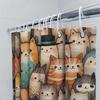 Adorable Animal Print Shower Curtain Watercolor Cats Design For Bathroom Decor
