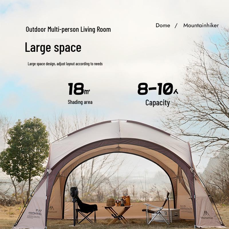Mountain Guest Silver-Coated Dome Canopy: Upgraded Zipper Tent & Sun Shelter, Large Outdoor Camping Yurt with Sun Protection.
