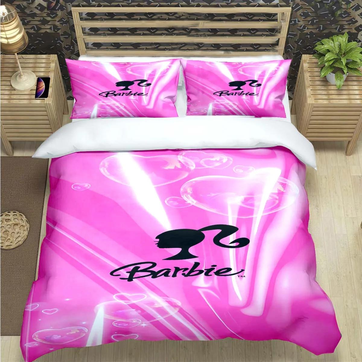 

Hot Fashion B-Barbie Cartoon Print Bedding Sets Bed Supplies Set Comforter Set Teens Girls Cartoon Twin Single Kid Luxury Gift AU Single 145x210cm