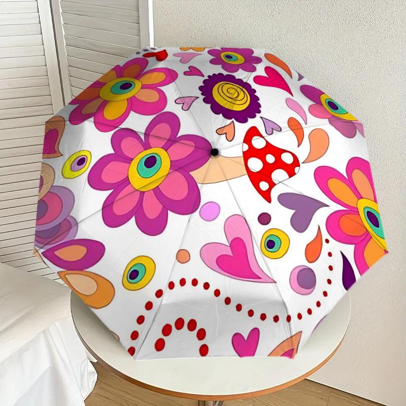

1pc Flower Mandala Automatic Folding Umbrella, Heavy-Duty 8-Rib Construction, Perfect for Everyday yy251114163
