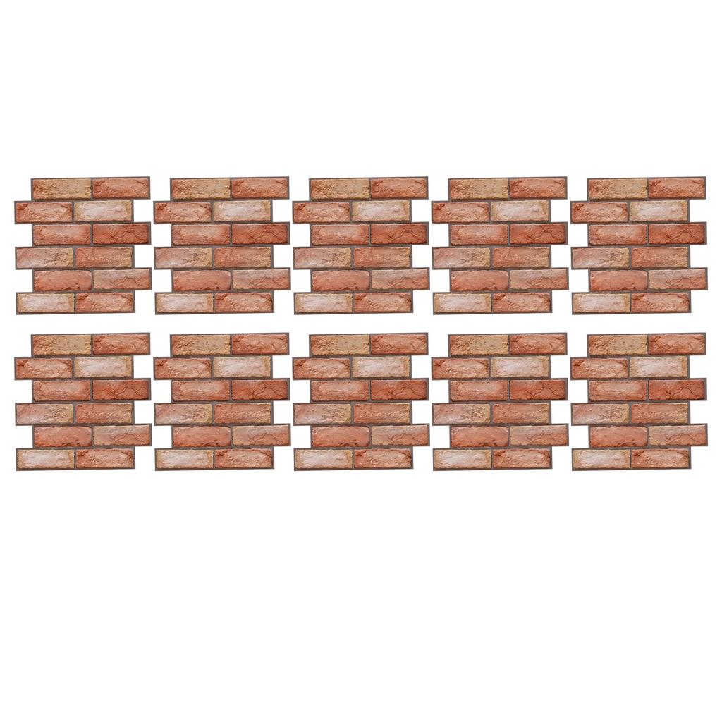 10Pcs 3D Brick Panels PVC Waterproof Easy to Clean Wall Decals Stickers for Home Decoration