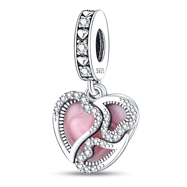 Pink Charm 100 %925 Sterling Silver Love Heart Cute Animals Koala Charms Bracelet Diy Jewelry Making