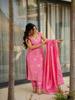 Women Pink Kurta Set with Dupatta – Zari Woven Ethnic Festive & Party Wear
