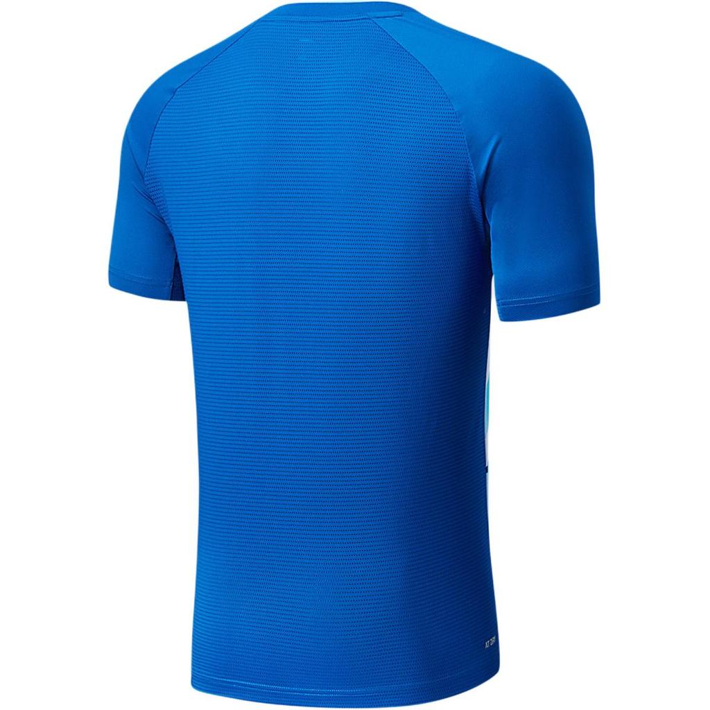 Li Ning Round Neck Logo Print Short Sleeve Badminton Shirt Unisex Tops Mineral-Blue AAYU233-4