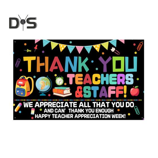 Teacher Appreciation Week Backdrop Banner Thank You Teacher And Staff Background Decoration for Teachers' Day Classroom School Office Decor