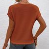 Women Summer Short Sleeve Waffle Knit Solid Color Pullover T Shirt  Top