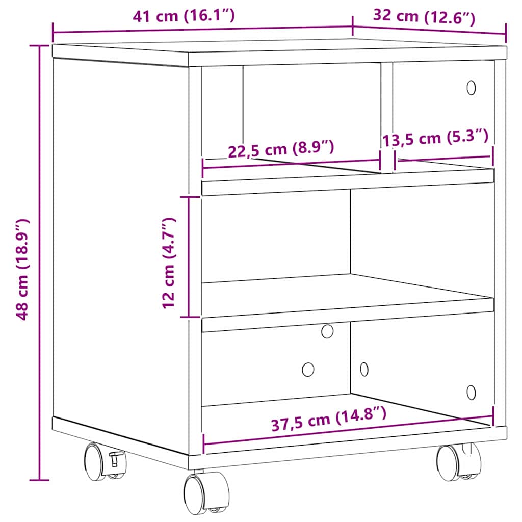 Printer Stand Reclaimed Wood Look 41 x 32 x 48 cm Engineered Wood