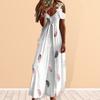 Maxikleid mit Federdruck, Spitzenschlinge, locker sitzendes A-Linien-Langkleid für Damen, Streetwear