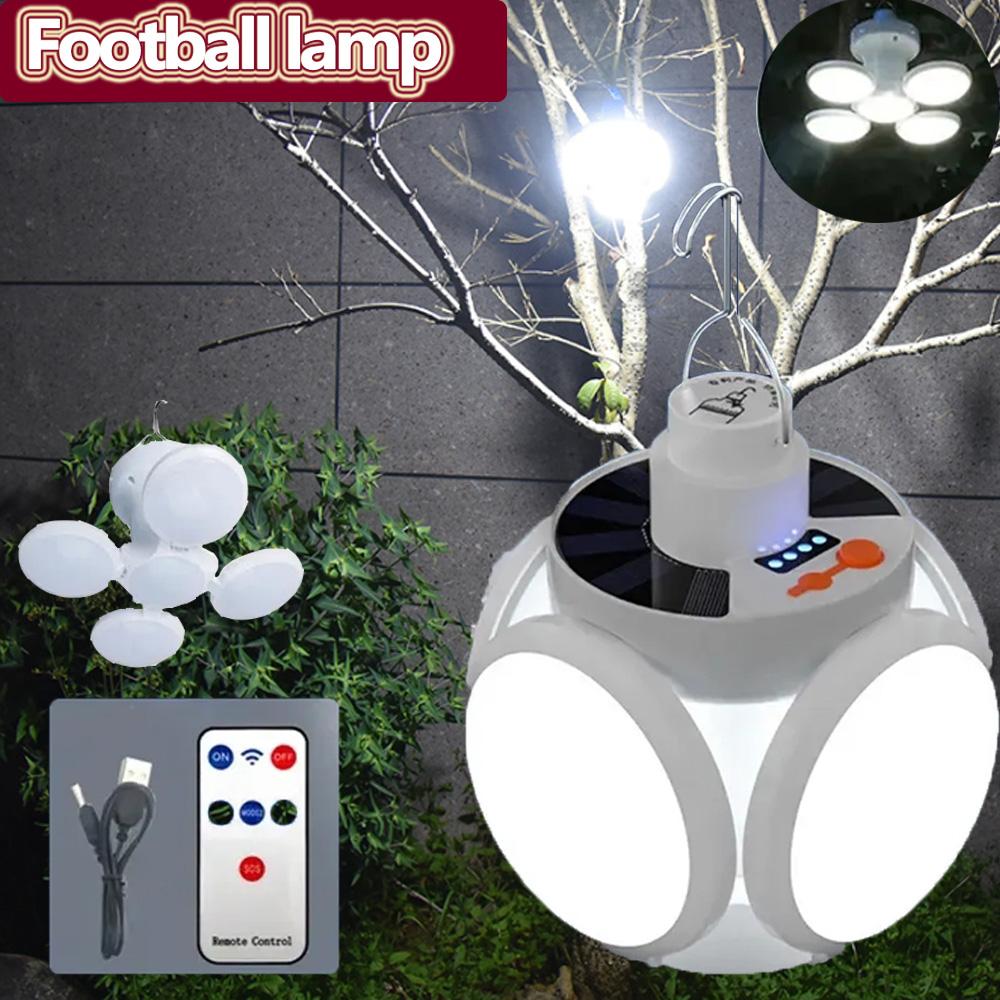 Solar Outdoor Folding Light Portable USB Rechargeable Football Lamp LED Search Lights Camping Household Emergency lighting lamp
