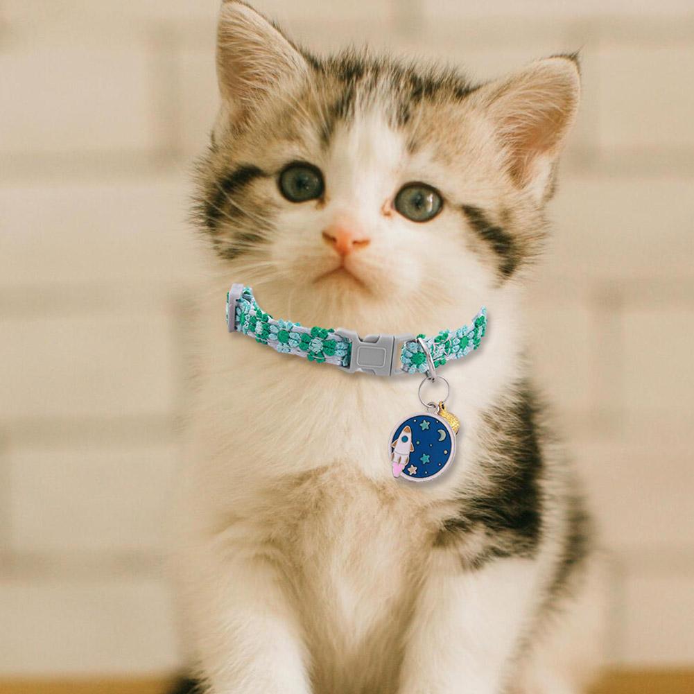 Fashion Rainbow Flower Cat Collar With Bell Kitten Puppy Necklace Adjustable Buckle Colorful Lace Kitten Collar Dog Accessories