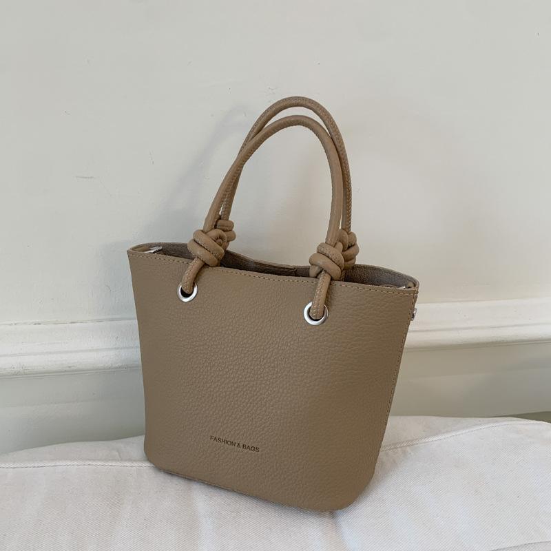 Premium Lychee Pattern Bucket Bag Women's 2025 New Portable Vegetable Basket Bag Fashionable Shoulder Messenger Bag