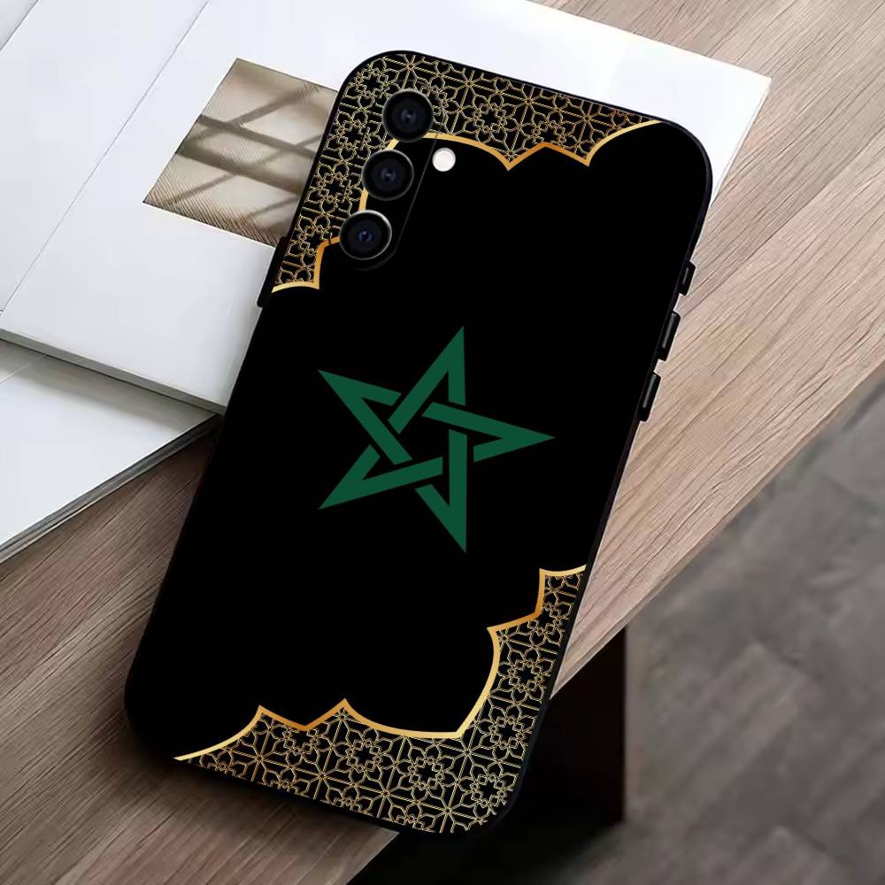 

Morocco Flag Distressed Phone Case Black Silicone Soft For Samsung Galaxy A73,A72,A71,A70,A53,A52,A51 Samsung a31